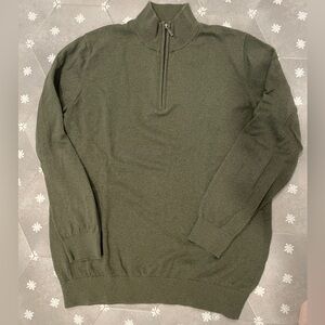 L.L. Bean Men's Olive Zip-Up Sweater XL cashmere blend